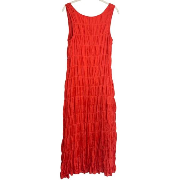 Max Studio Womens Dress XL Orange Red Crinkle Textured Sleeveless Lined Maxi - Picture 6 of 9